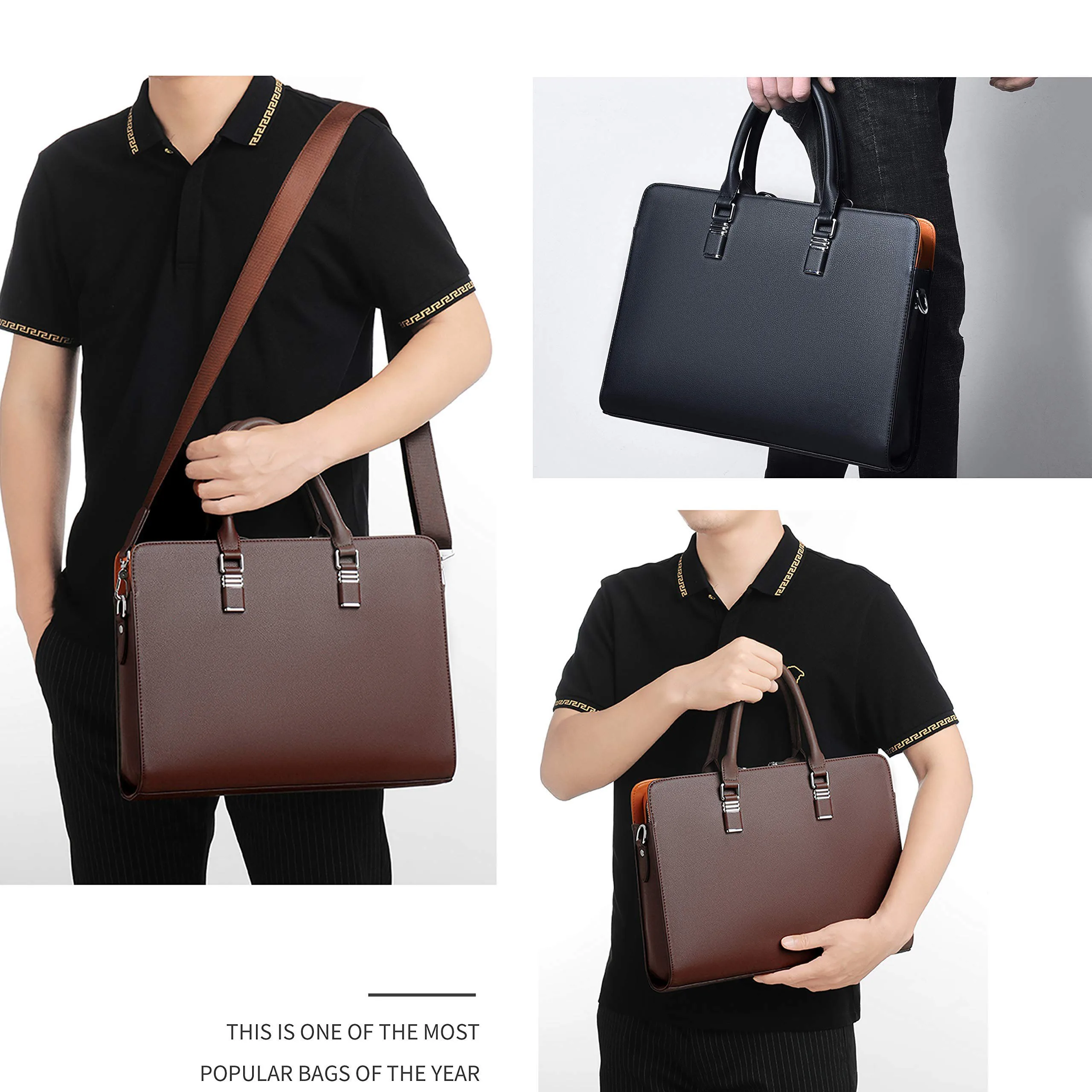 Business Bag Leather Briefcase Shoulder Laptop Business Bag For Men ...