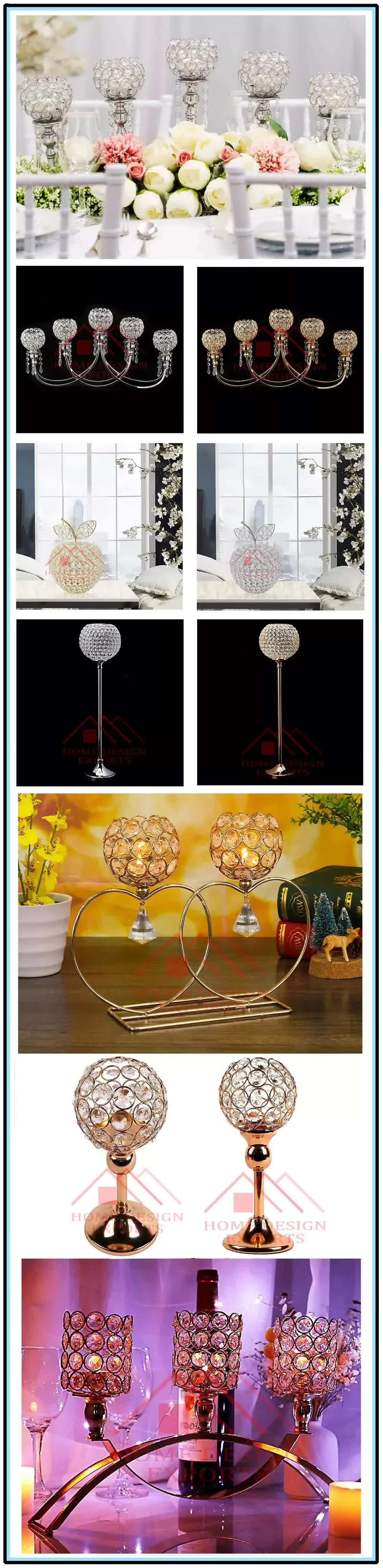 Heart Shape Aluminium Hurricane Candle Holder For Table Centerpieces Decor High Quality Glass