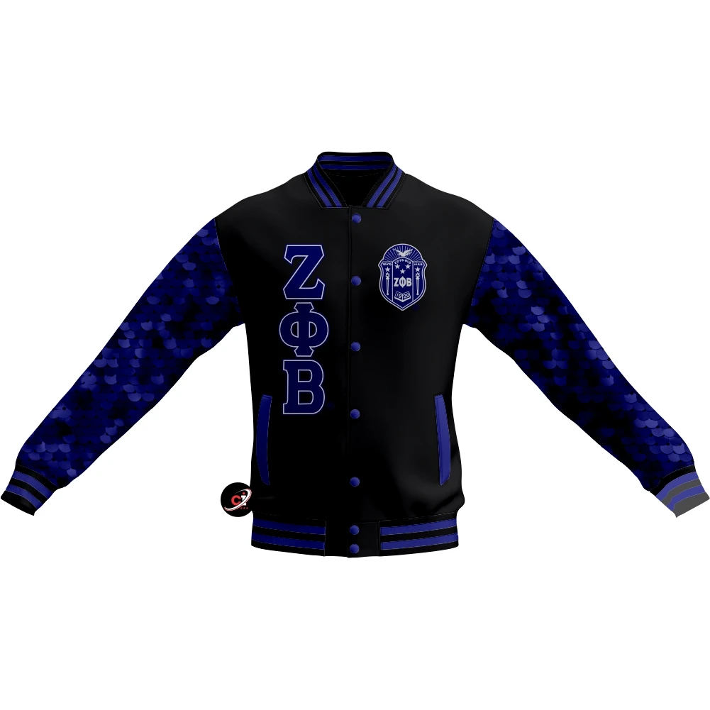 100% Polyester Zeta phi beta men's jackets High Quality Lightweight sequin sleeves front buttons style unique jacket for men