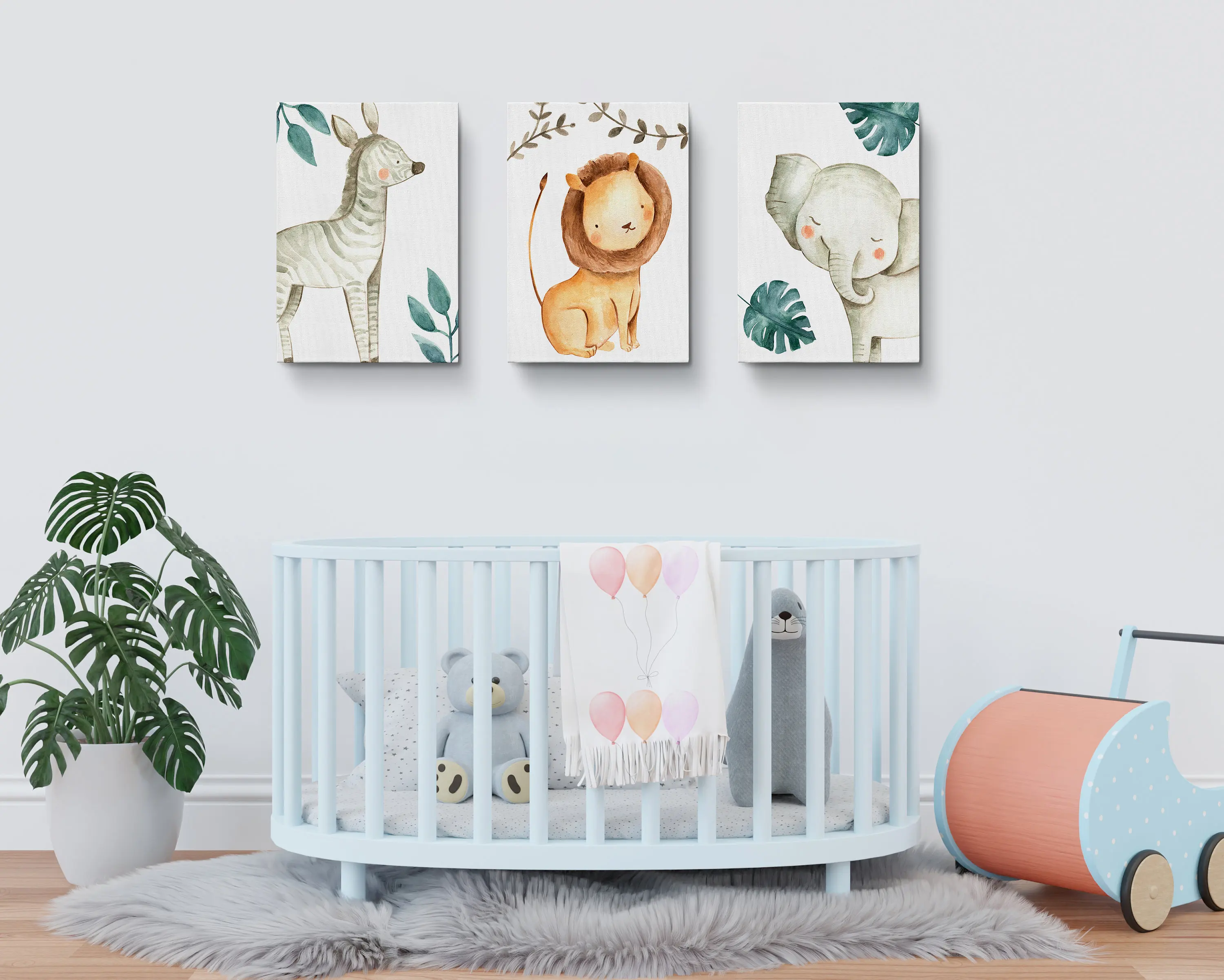 3pcs/set Cute Animals Canvas Poster Nursery Wall Art Canvas African Art