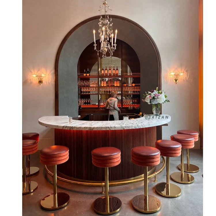 Semi-circle Shape Modern Red bar Counter Mini Size bar Design for Home
