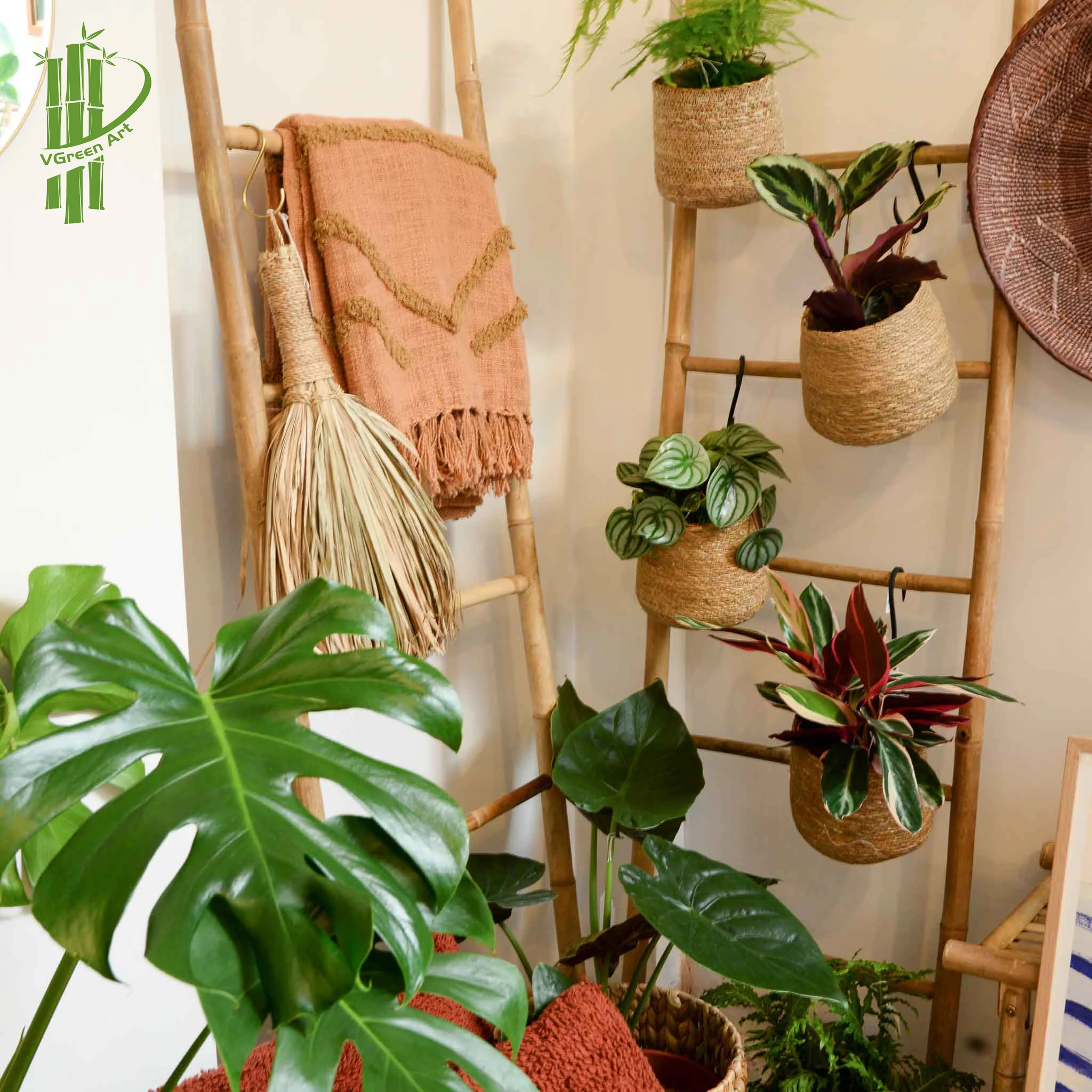 BATHROOM ACCESSORIES Natural Bamboo Ladder Shelf Blanket Ladders Bamboo Sauna Rooms Dressing Room Towel Ladder Clothes Rack
