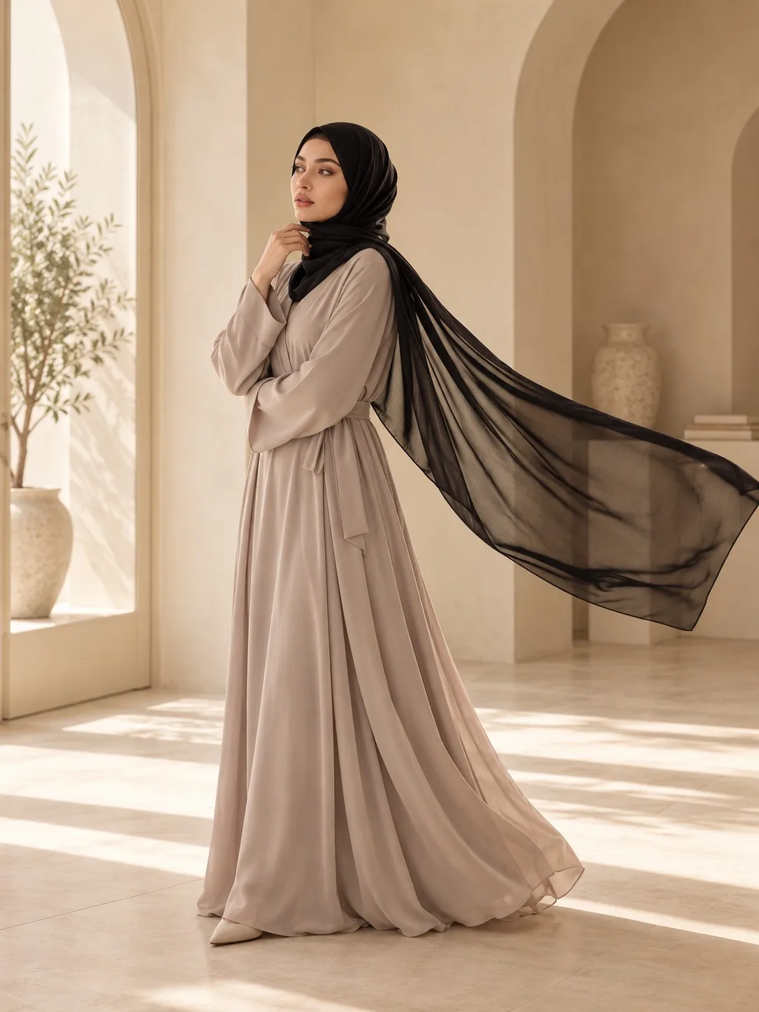Bamboo Modal Hijab Midnight Black view 3