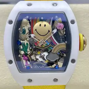New smiley Face Dial, High-quality Luxury Fashion Men's Mechanical Watch Classic and Unique Business Tourbillon Waterproof Watch
