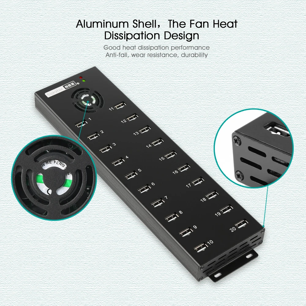 Multiport Usb Data Hub Fast Charging Station 20 Port USB 2.0 Hub For Multiple Devices computer hardware & software