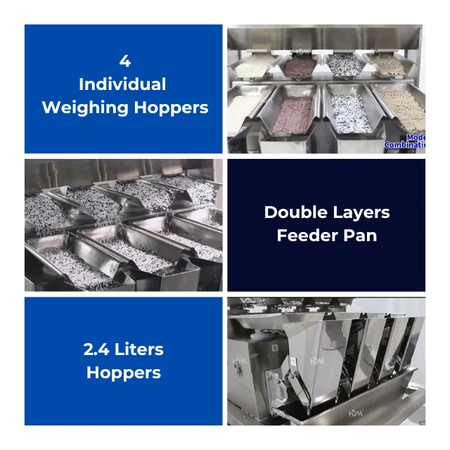 Coffee Beans Weighing Packing 2.4L Hopper 2 & 4 Head Linear Multihead Combination Weigher
