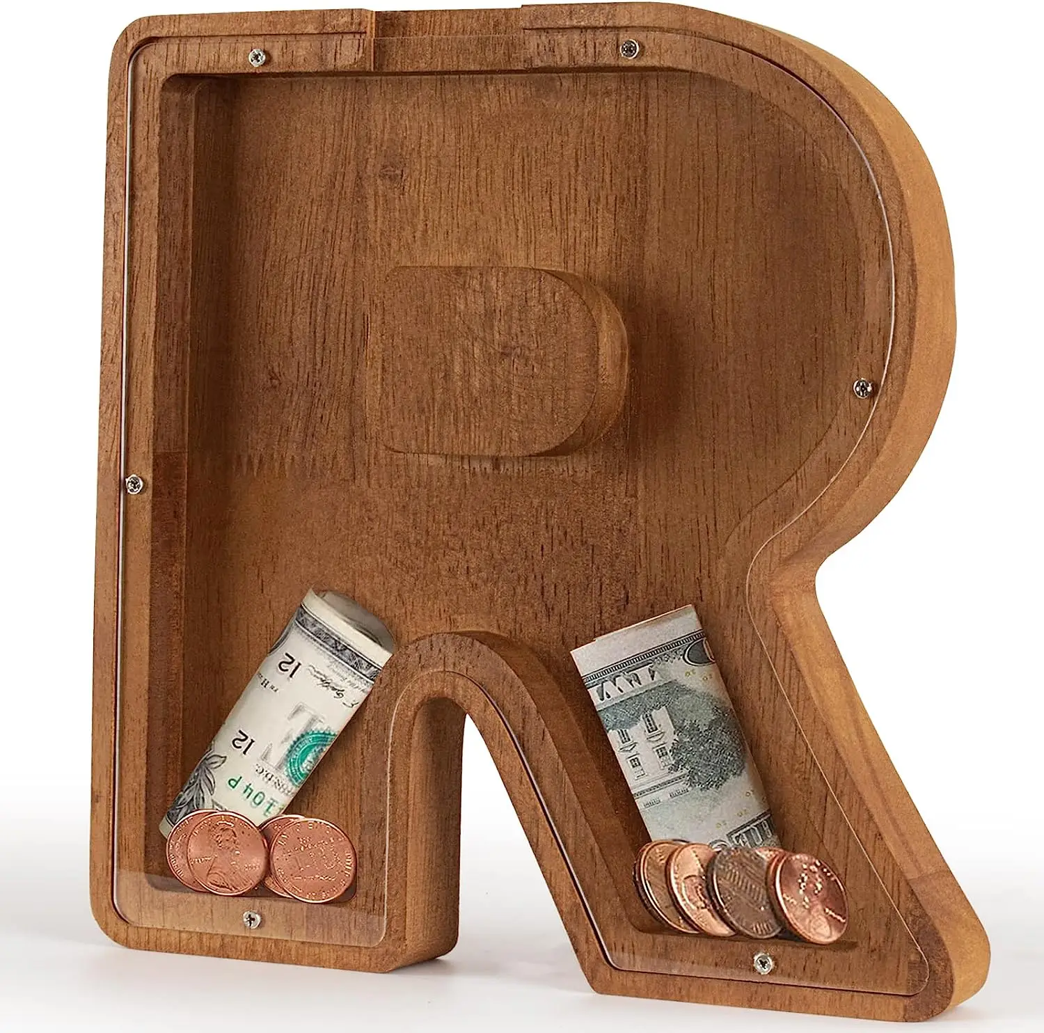 Large Wooden Letter Piggy Bank Letter R Piggy Bank Personalized Alphabet Coin Banks Letter Money