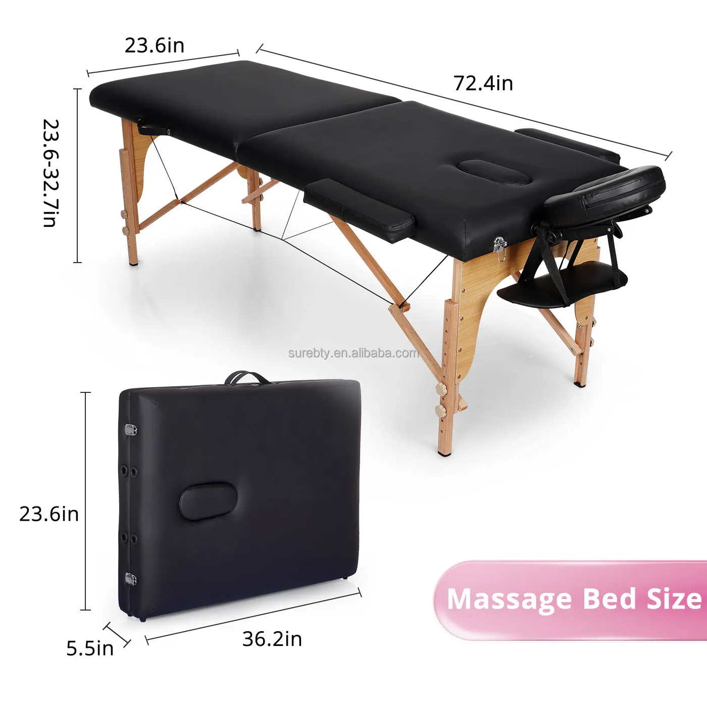 New Arrival 2 Folding Massage Table Height Adjustable Massage Couch