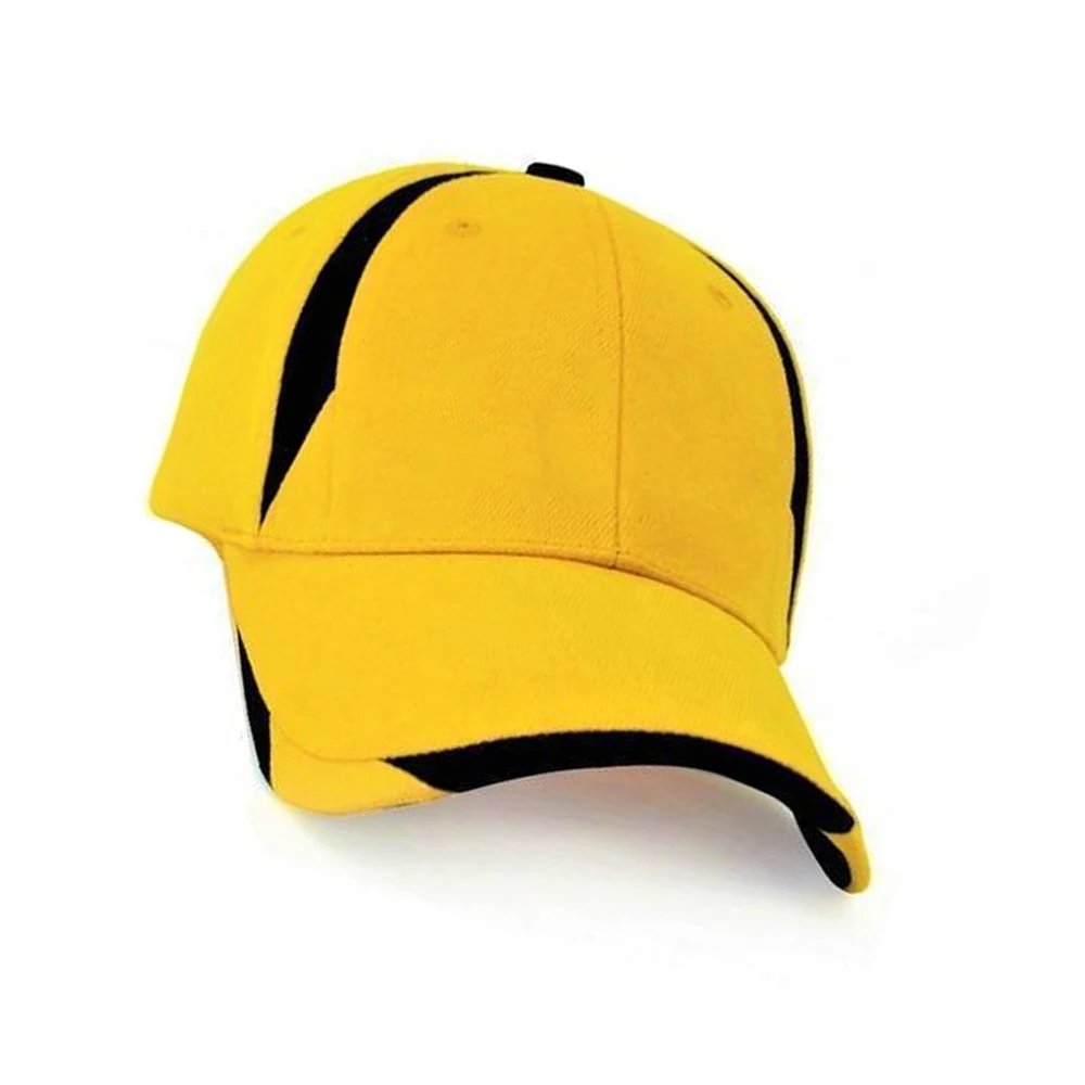 Yellow Color Cool UV Protection Curved Caps For Cricket Golf and Baseball 100 % Cotton Casual Street Wear 6 Panels Caps For Men