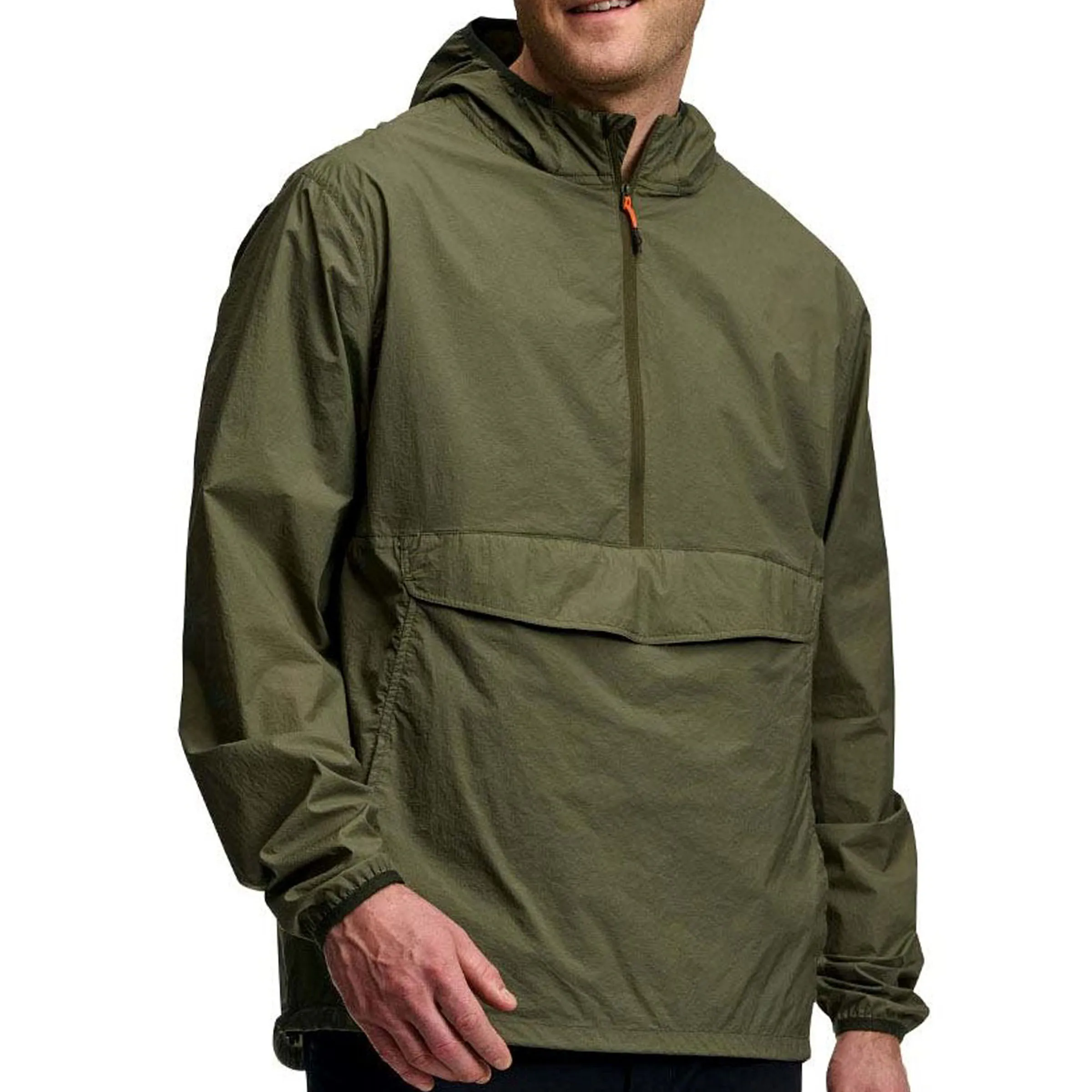 Spring High Quality Outdoor Patched Pullover Jacket for Men Custom Half Zip Nylon Anorak Hooded Wind Men Windbreaker Jacket