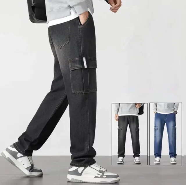 Wholesale Men's Multi-pocket Loose Straight Leg Cargo Jeans Casual Wear