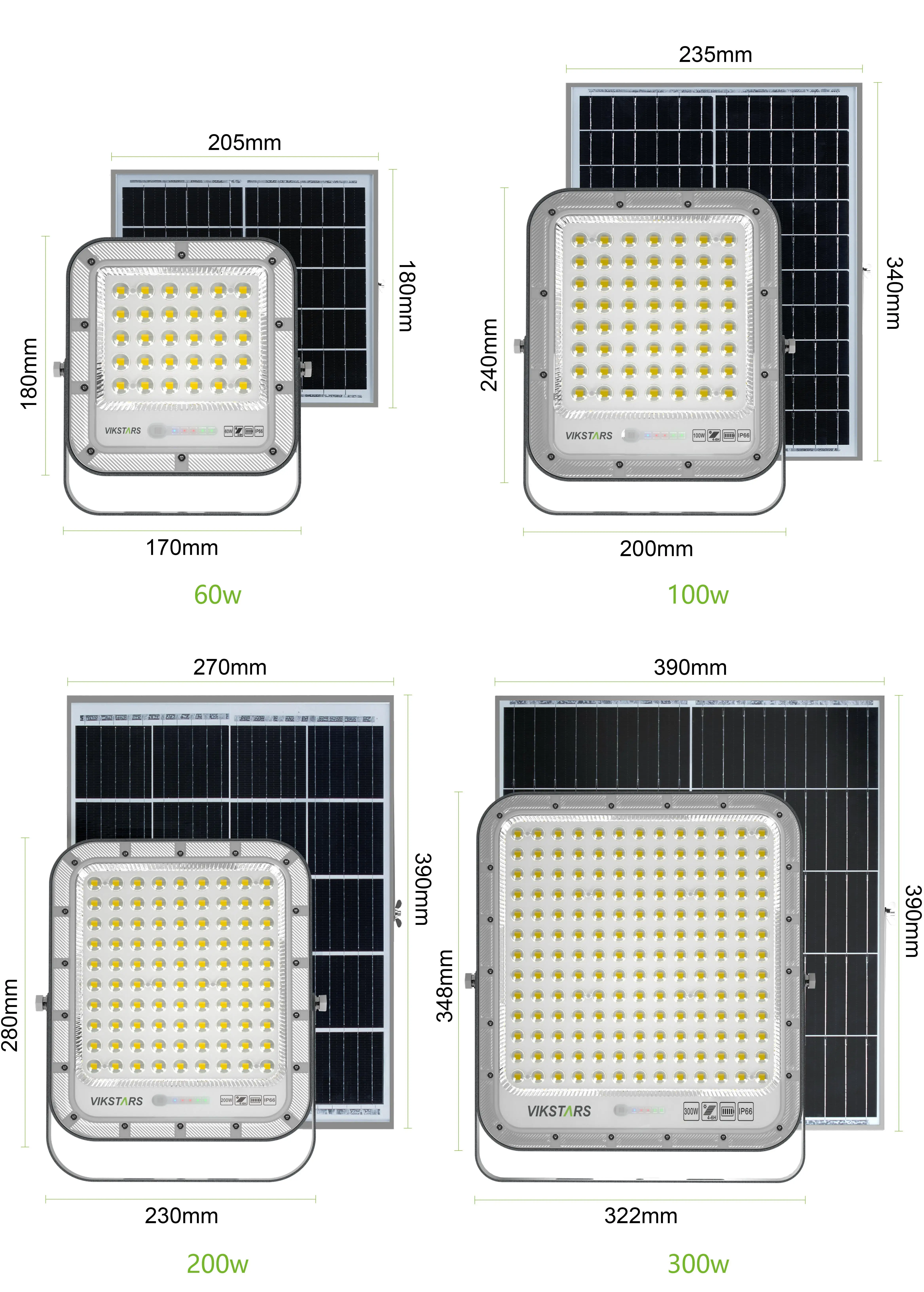 60w 100w 200w 300w LED Solar Flood Light Battery Replaceable Outdoor Waterproof