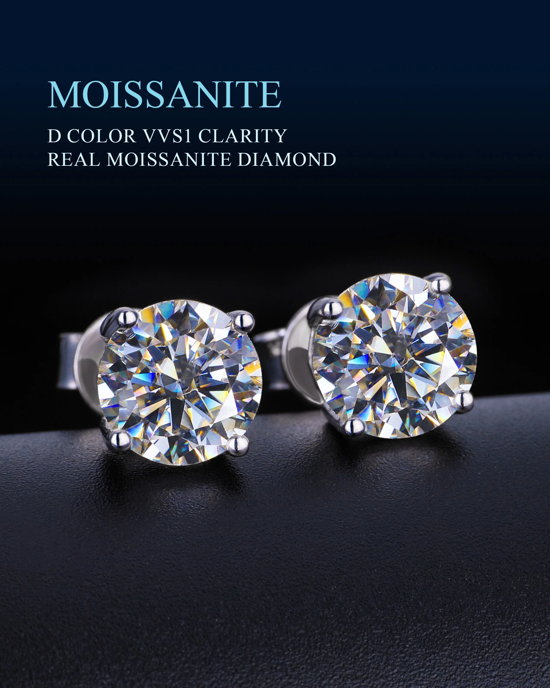Orecchini A Cerchio In Argento 925 Con Moissanite 2 Carati - Colore D, Purezza VVS1, Certificato GRA - Gioielli Eleganti Per Donna, Regalo Ideale