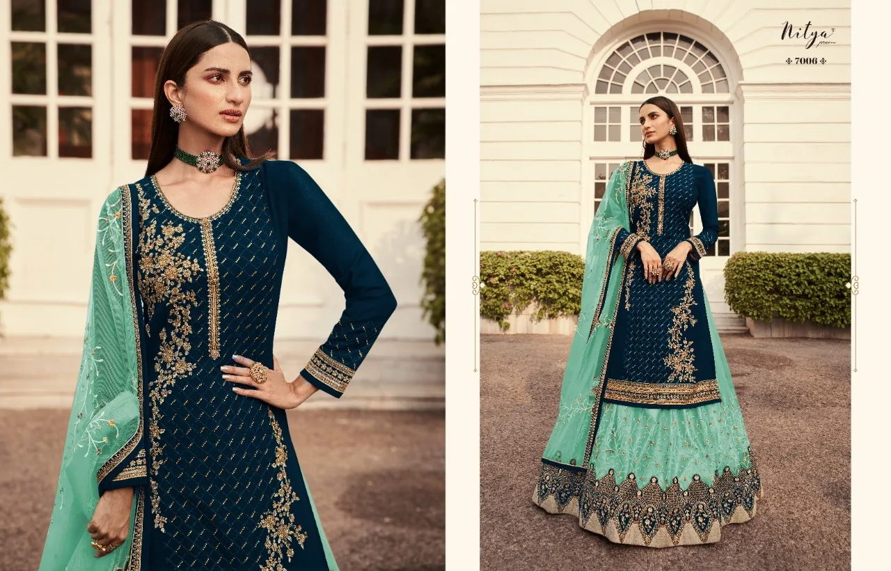 Export Quality Embroidery with Diamond Work Nitya Gharara Style Salwar Kameez for Women From Indian Supplier