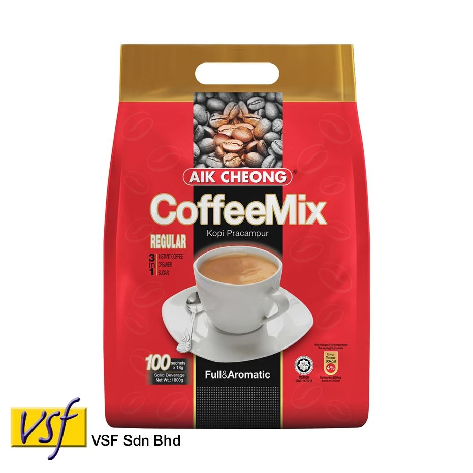 Aik Cheong 3 in 1 Instant Coffee Mix Regular 18g X 100s X 10 Pkts VSF