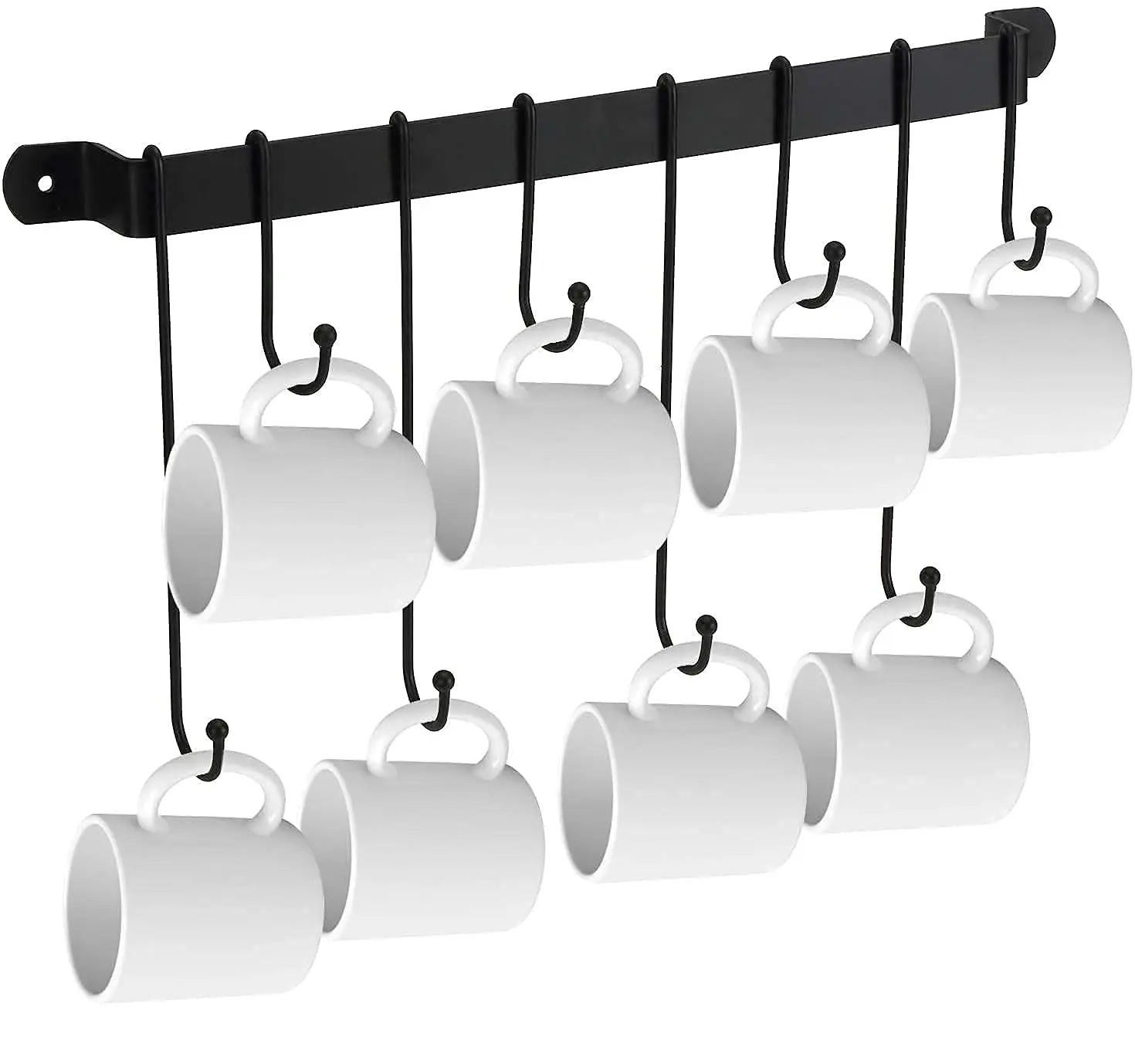 Latest Design Black Colour Wall Mounted Kitchen Rail Pot Rack With 8 S ...