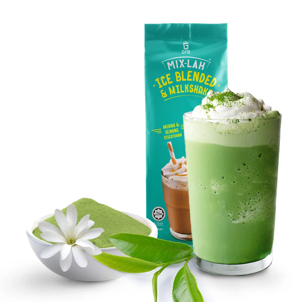 绿茶粉茶饮食品宣传广告海报[PSD] – 设计小咖