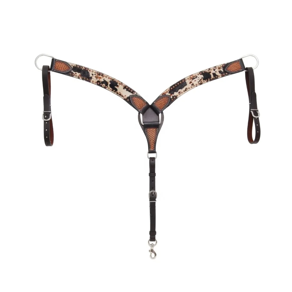 Rodeo Tack Set Ranch Horse Cowhide Hair On Leather Breastplate