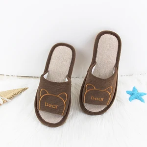 Comfortable Cute Bear Style Anti-Slip Home Slippers for Couples Soft Open Round Toe Design for Winter Spring Autumn Seasons