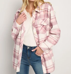 Flannel Long Jacket Women Soft Brushed Flannel Coat Oversized Longline Shirt Jacket Warm Casual Outerwear