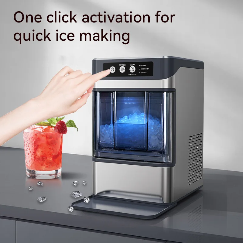 High Performance Stainless Steel Self-Cleaning Countertop Electric Cube Ice Maker LED Light One Touch Commercial Storage