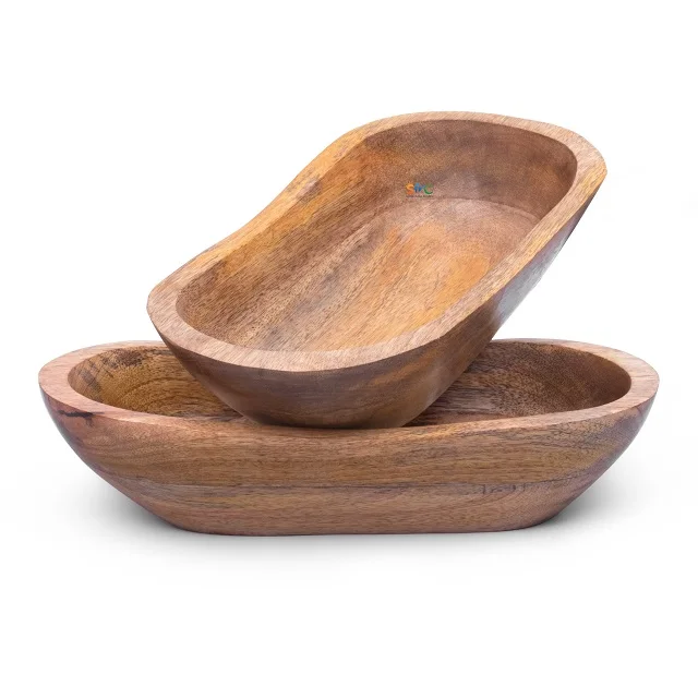 Decorative Wooden Dough Bowl Handmade For Candle,Fruits Or Salads