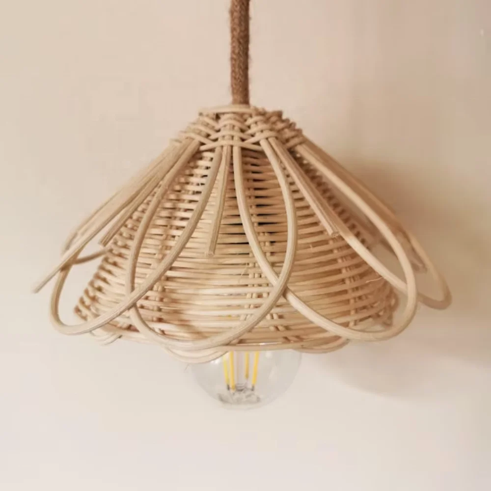 Хорошая цена натуральный ротанг портативный абажур уникальный чехол для лампы украшения дома ручная плетеная оптовая продажа от Вьетнама