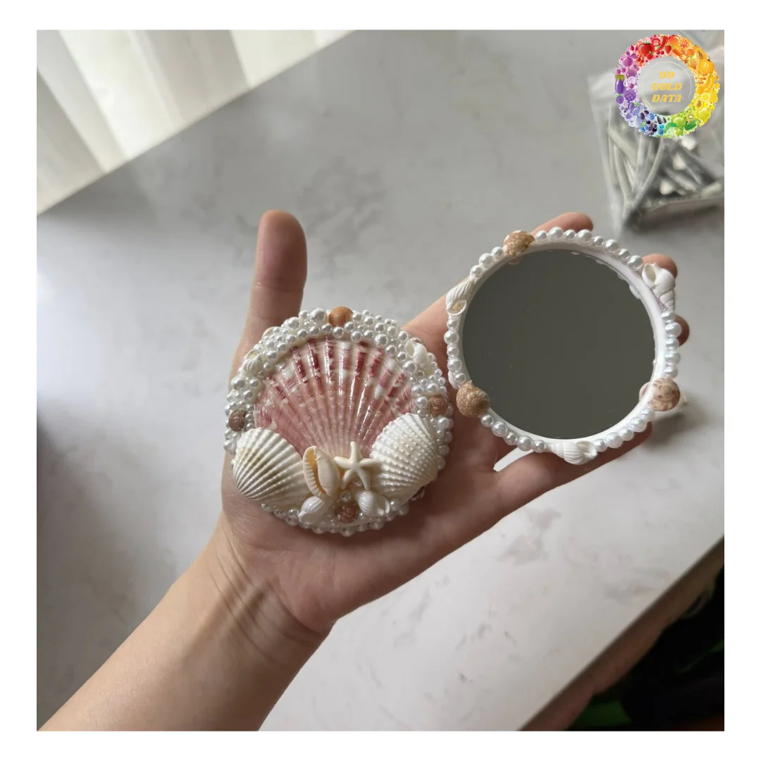 Seashell Compact Mirror, Mermaid-core Style Shell Mirror with