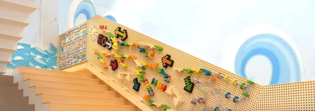 Factory House Shape Interactive Wall Panel Toy With Wooden Material Eva ...