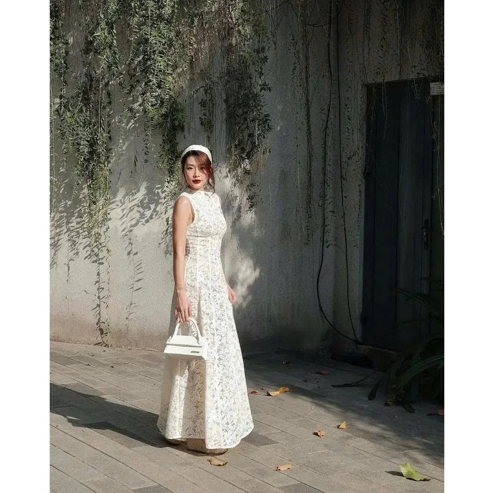 engagement dress lace WEDTREND Women Ivory Engagement Dress High Neck A Line Lace Long Wedding  Dress – Wedtrend UK