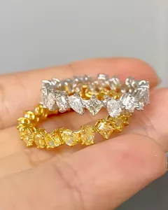 Yellow Lab Grown Eternity Diamond Band 2 Mixed Colored Diamonds for Wedding or Party Appraisal Included