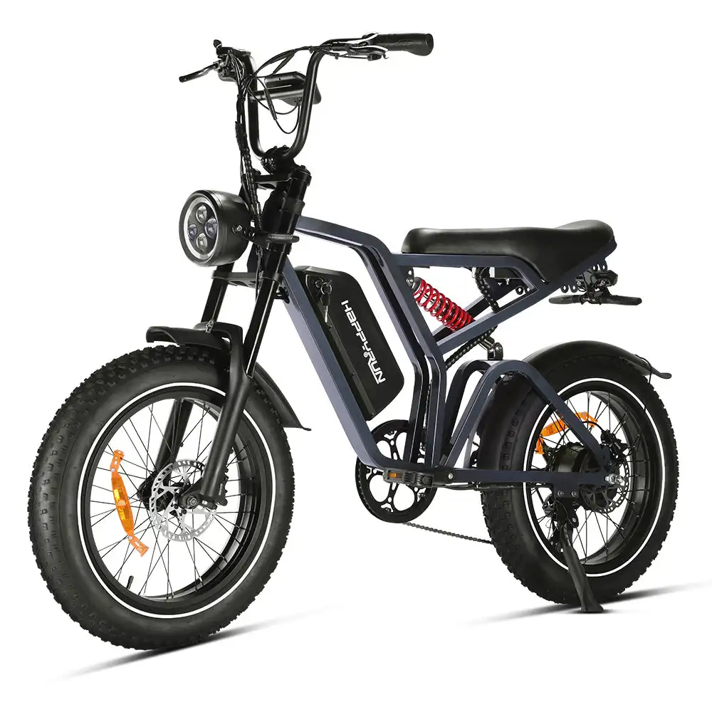 Happyrun G60 Tank 1500W Electric Bike with Integrated 250W Motor Fat Tire All Terrain 60KM Range Electric Cycle Motorcycle