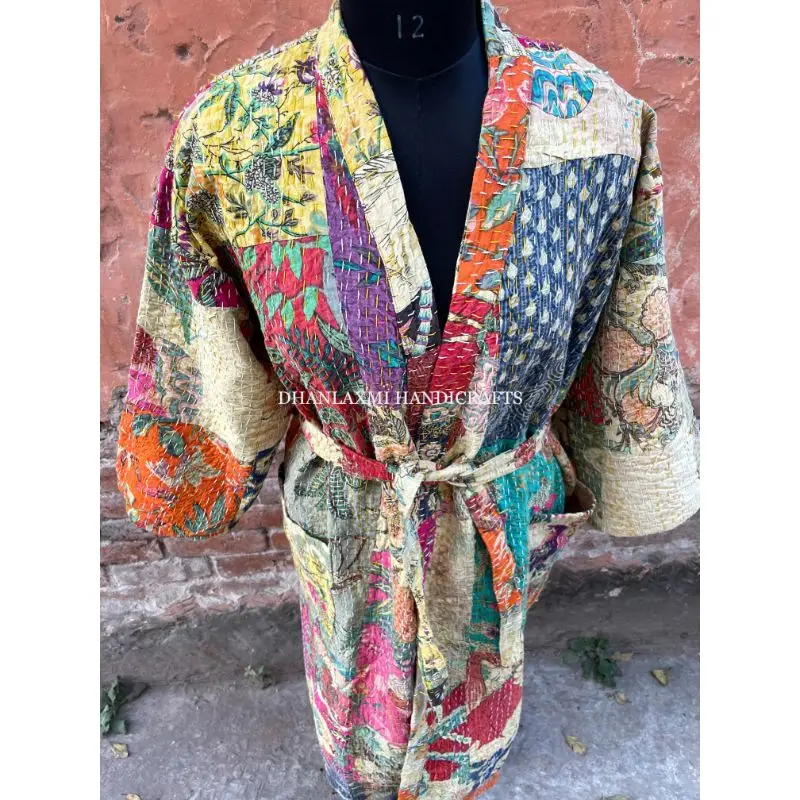 Wholesale Indian Cotton Floral Patchwork Print Kimono Bathrobe