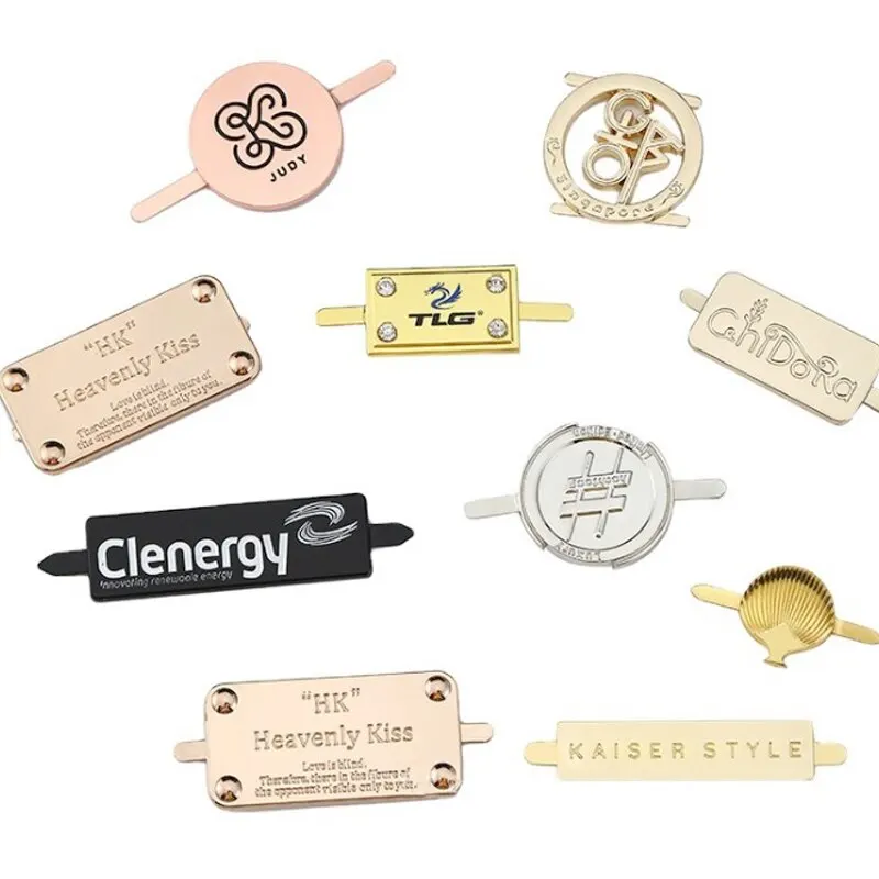 Customized Sewing Plate Alloy Luggage Nameplate Tag Trademark Logo Custom Pin Metal Labels For