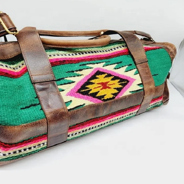 Handmade Leather Saddle Blanket Bag Duffel Bag Travel Bag Western Mens