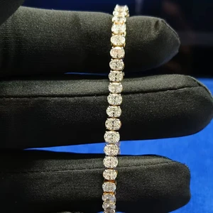 14K Yellow Gold 7 Carat Oval Cut Diamond Tennis Bracelet EF VVS-VS Fine Chain Link Party Classic for Women