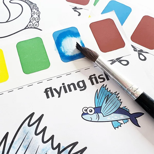 Sea Creatures Watercolor Coloring Book for Kid Activity