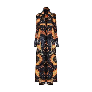 Miyake Pleated 2025 Elegant Printed Polyester Fabric Abaya Traditional Muslim Clothing Women's Fashion Abaya