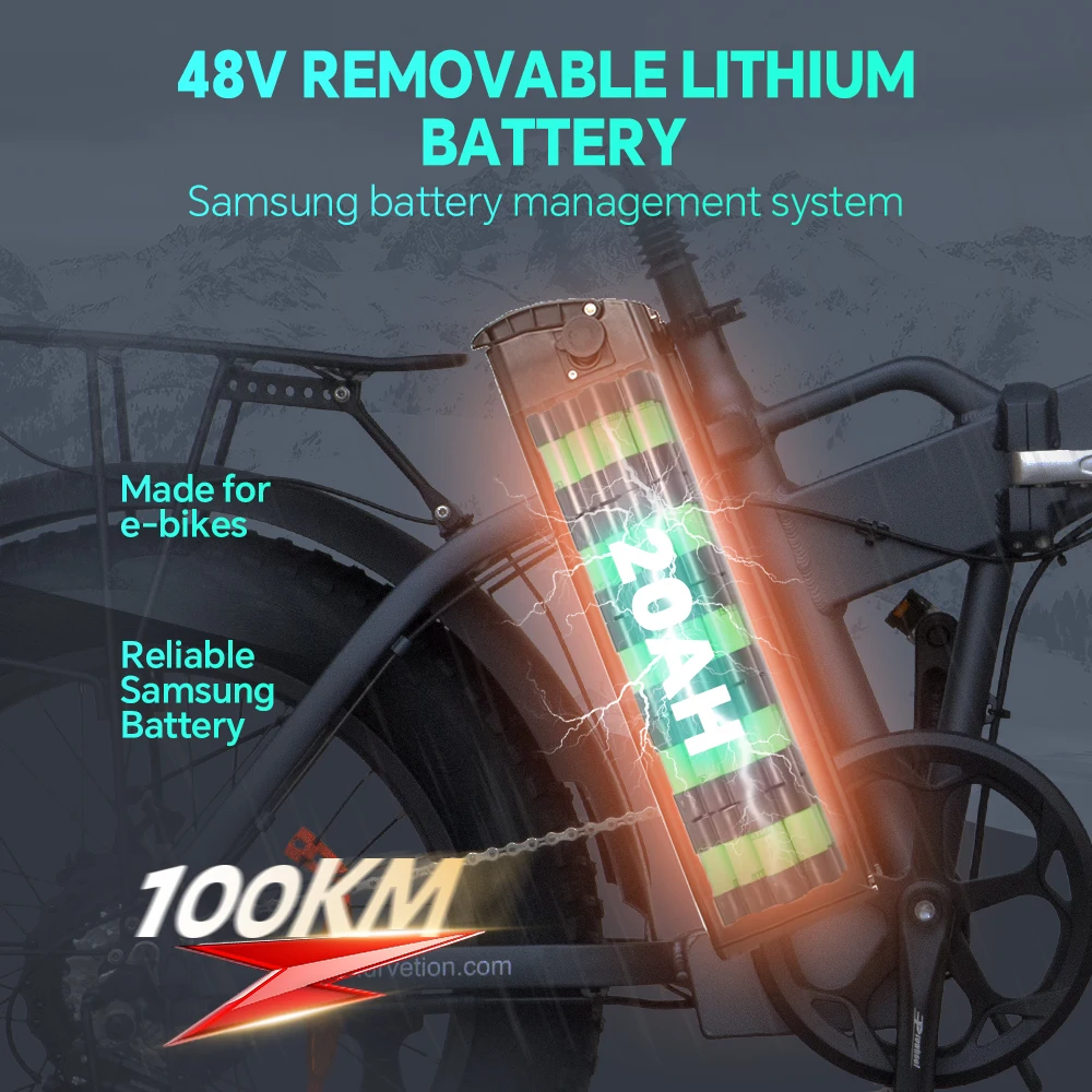 DrVetion At20 Black-Gray Electric Fat Bike 48V 750W up to 45km/h with 10AH/15AH/20AH Motor Options