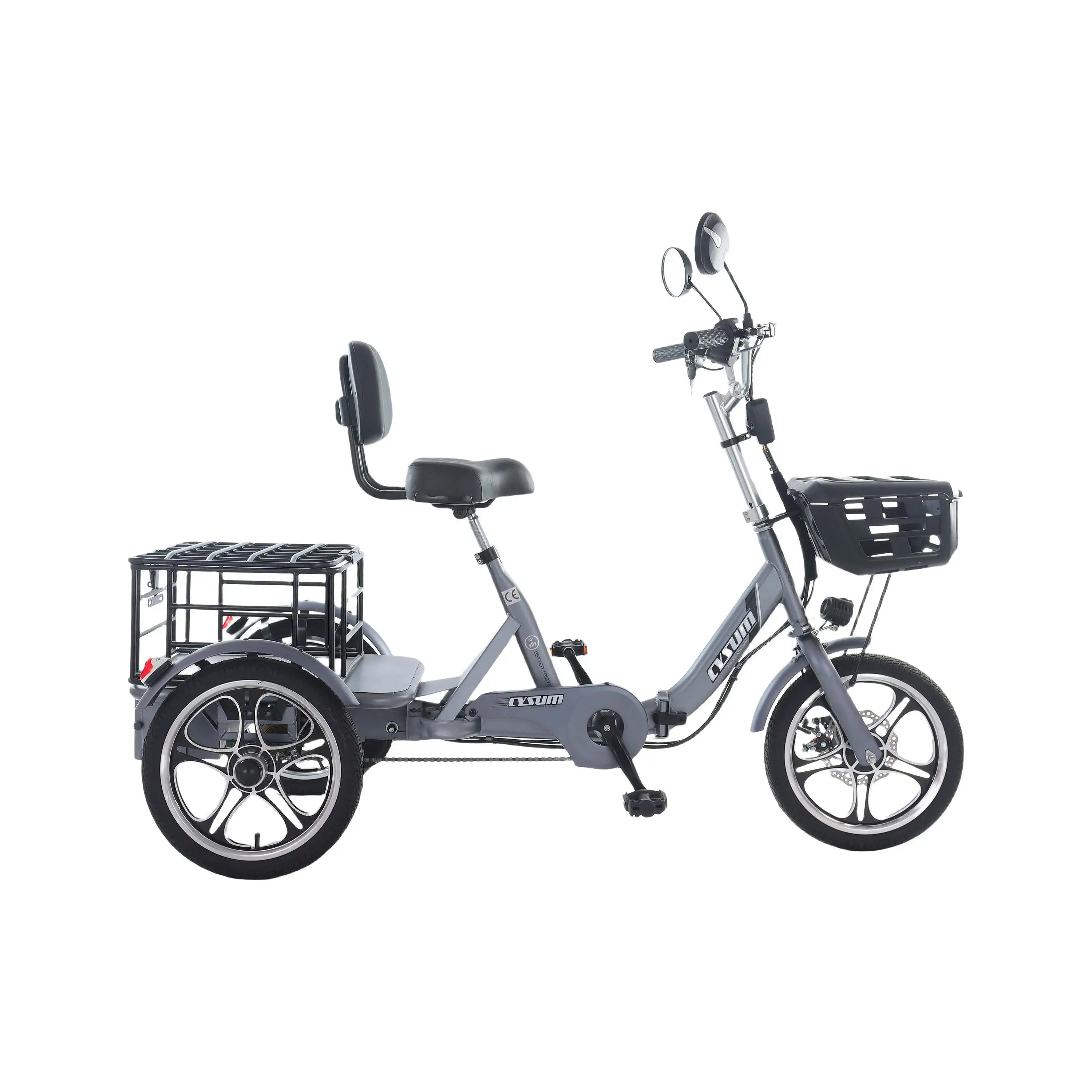 48V 350W Brushless Hub Motor Rear-Drive Foldable Cargo E-Trike 16" Tire 25km/h Top Speed 200kg Max Load 100-150km Range High