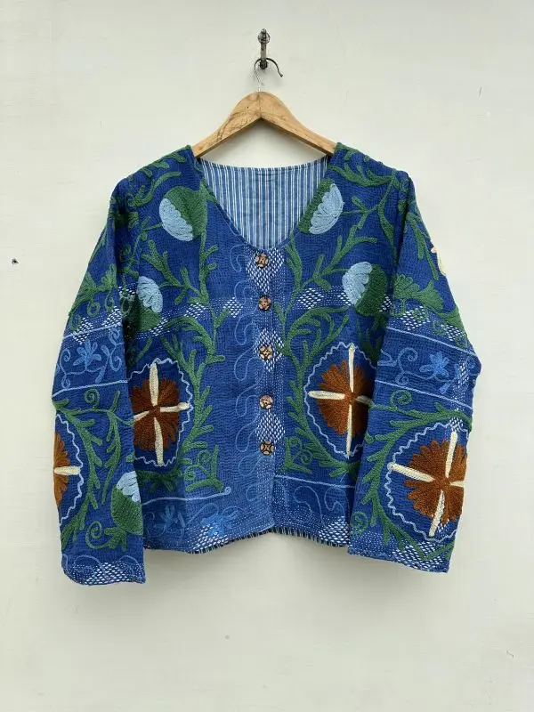 Indian Vintage Suzani Embroidery Kantha Jacket Women Short Suzani ...