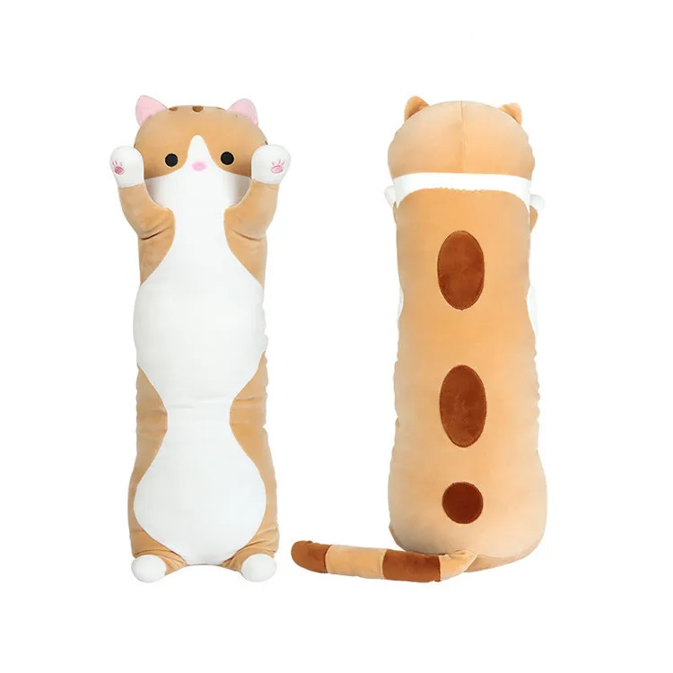 Long Cat Plush Toy Cute Plush Cat Doll Soft Stuffed Kitten Pillow Long