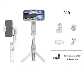 A10 Multifunctional  Smartphone Gimbal Stabilizer with Detachable Fill Light Retractable Wireless Selfie Stick and Tripod