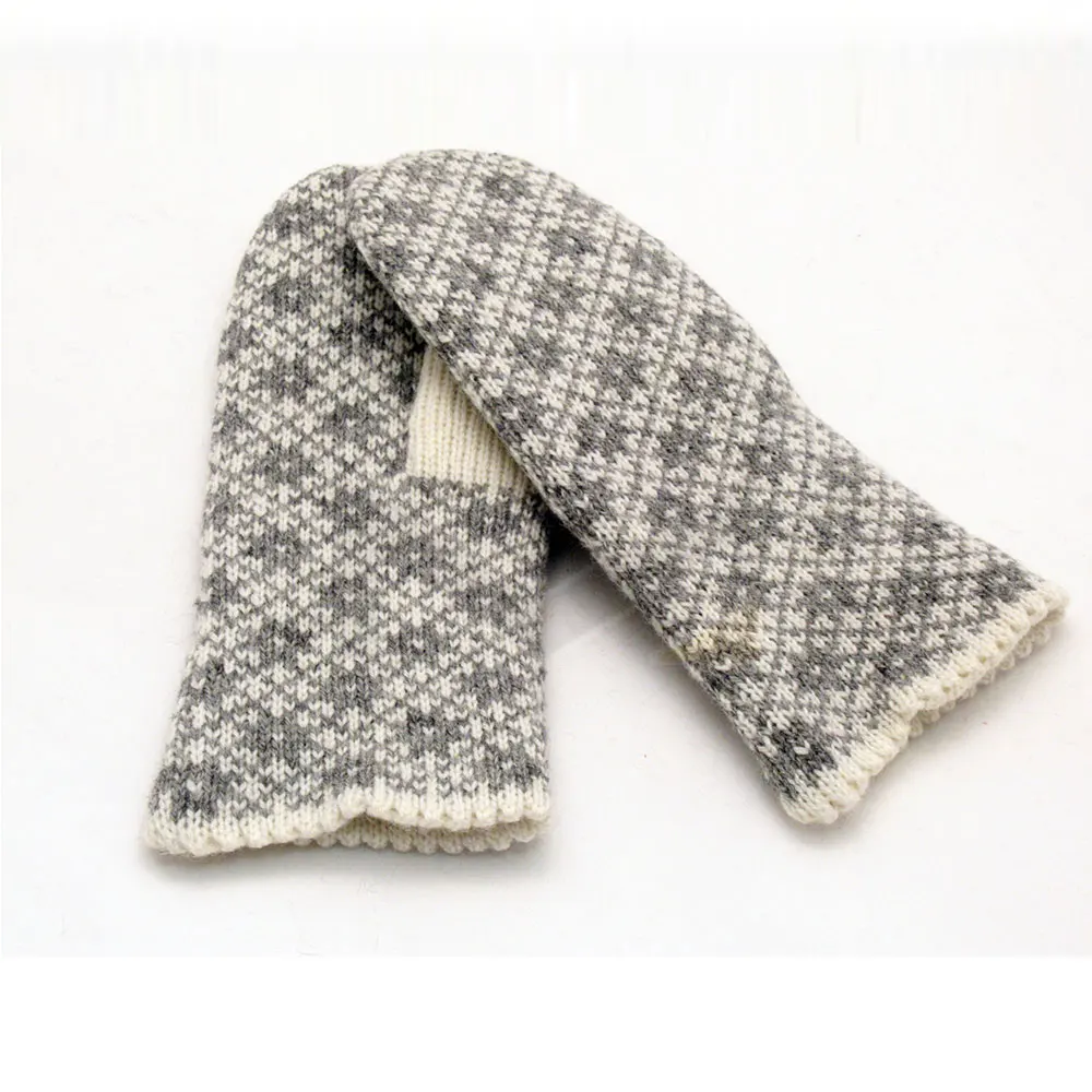 Модные женские шерстяные вязаные варежки с принтом для сенсорного экрана зимние перчатки