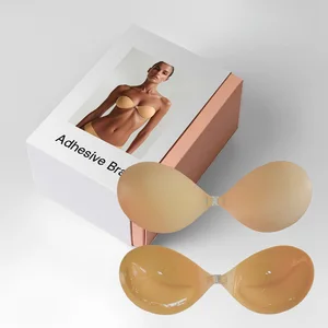 Sponge Adhesive Bra Push up Strapless Backless Sticky Grippy Bra Light Shiny Cloth for Plunge Wear