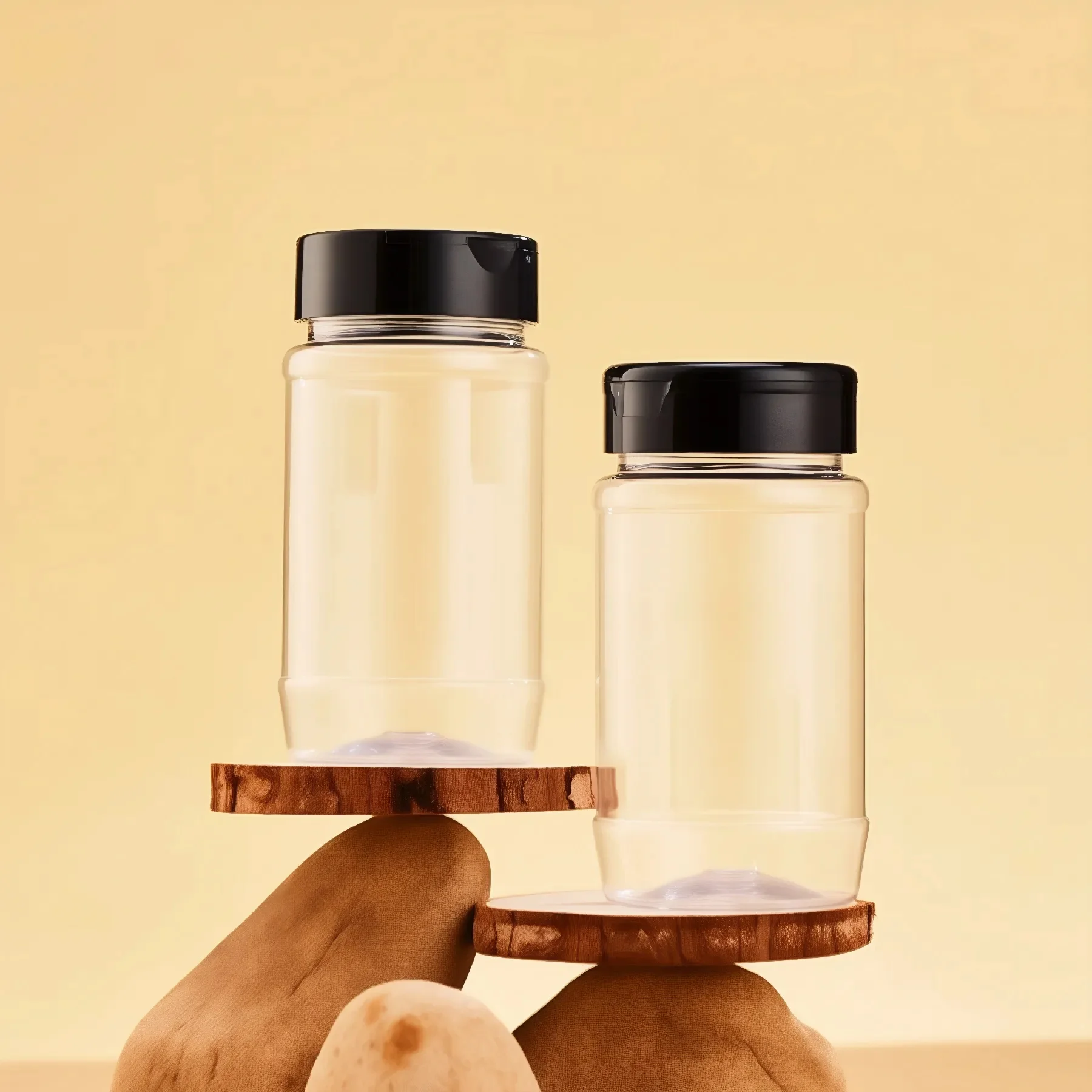 PET Empty Plastic Seasoning Bottles Spice Shaker Powder Containers Pepper Salt Jar With Flapper Cap Spices Jars Set