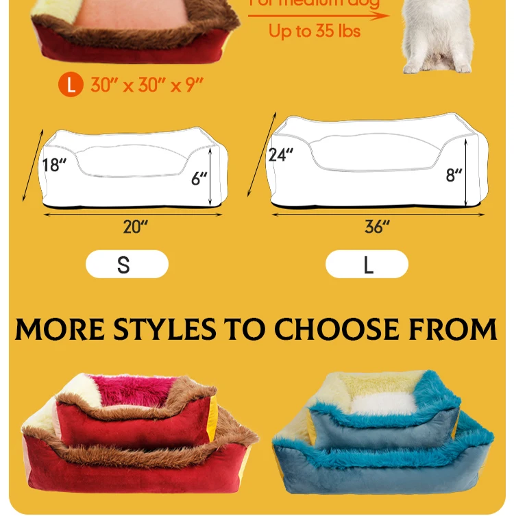 Designer plush wholeable orthopedic pet bed washable bed for dog details