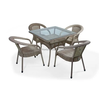Wicker outdoor dining table and chairs set steel frame wholesale prices best quality low prices wicker furniture