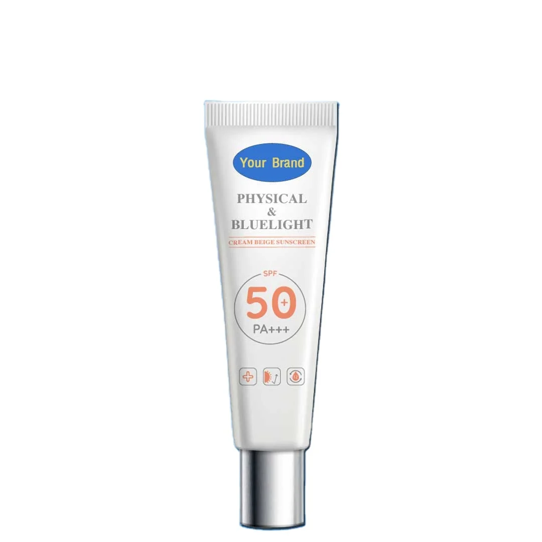 High Quality Physical Blue Light Cream Beige Sunscreen Spf50+ Pa