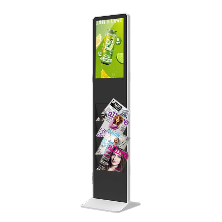 21.5 Inch Android / Windows Digital Signage Smart Magazine Advertising Touch Kiosk with Brochure Holder